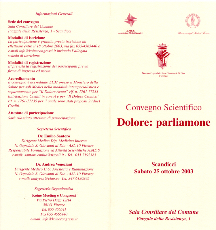 2003_Dolore parliamone 25 ottobre 2003